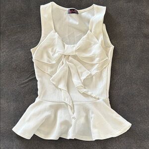Charming Charlie White Peplum Camisole with Sheer Bow